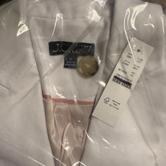 J Crew Alexandra Blazer 2 P2 2P White NWT Jacket Stretch Linen Prep CI487 J.Crew - Picture 4 of 5